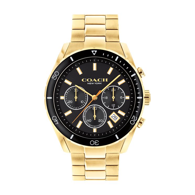Coach Preston Mens Yellow Gold Tone Bracelet Watch