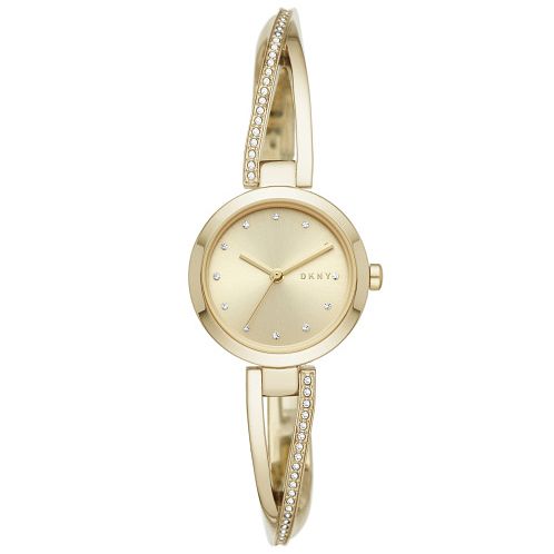 Dkny Crosswalk Crystal Ladies Gold Tone Bangle Watch