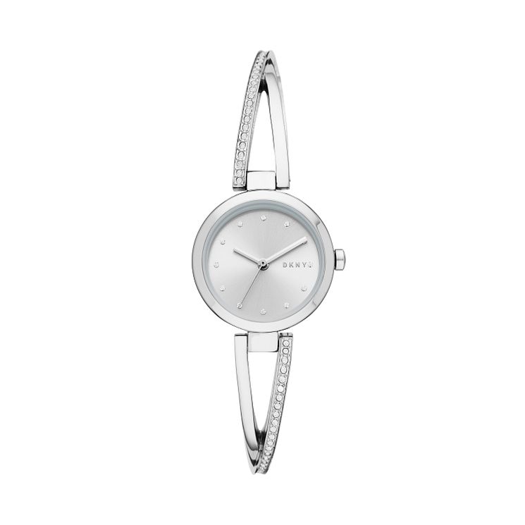 Dkny Crosswalk Crystal Ladies Stainless Steel Bangle Watch