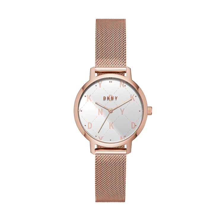 Dkny Modernist Ladies Rose Gold Tone Mesh Bracelet Watch
