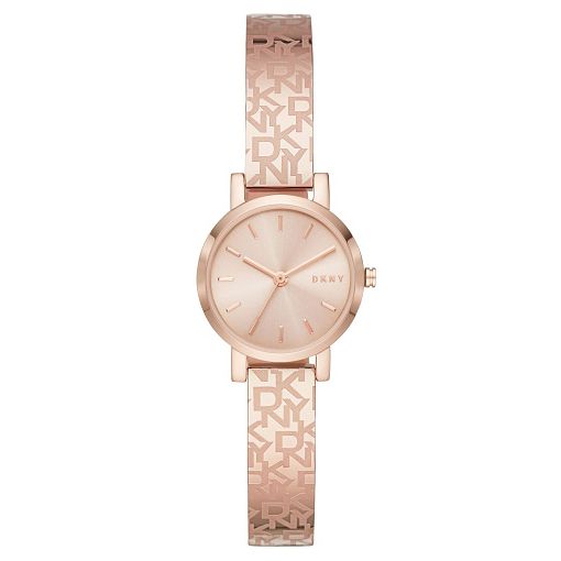 Dkny Soho Ladies Logo Rose Gold Tone Bangle Bracelet Watch