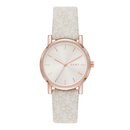 Dkny Soho Ladies Nude Logo Patterned Fabric Strap Watch