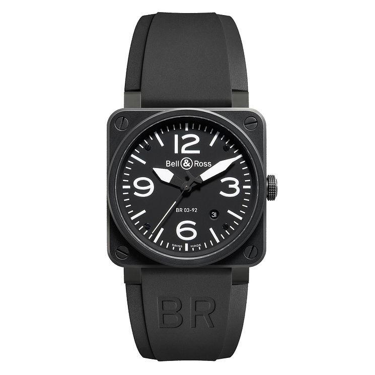 BellandRoss Br03 Mens Ceramic Black Strap Watch