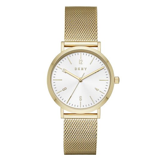 Dkny Yellow Gold Plated Minetta Mesh Bracelet Watch