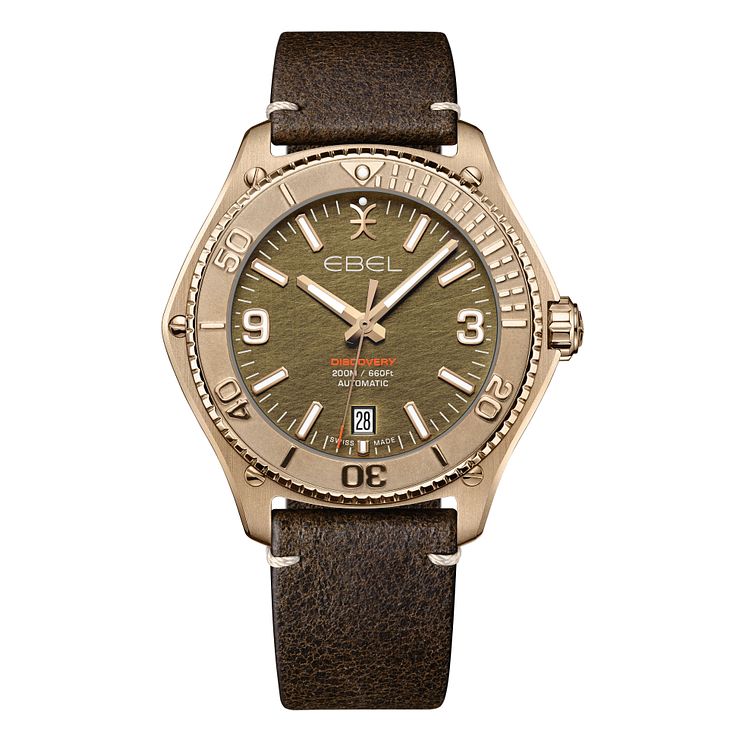 Ebel Discovery Bronze Mens Brown Leather Strap Watch