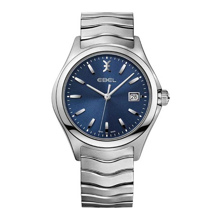 Ebel Wave Mens Stainless Steel Blue Dial Bracelet Watch