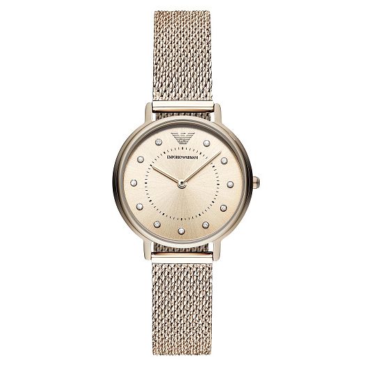 Emporio Armani Ladies Rose Gold Tone Mesh Bracelet Watch