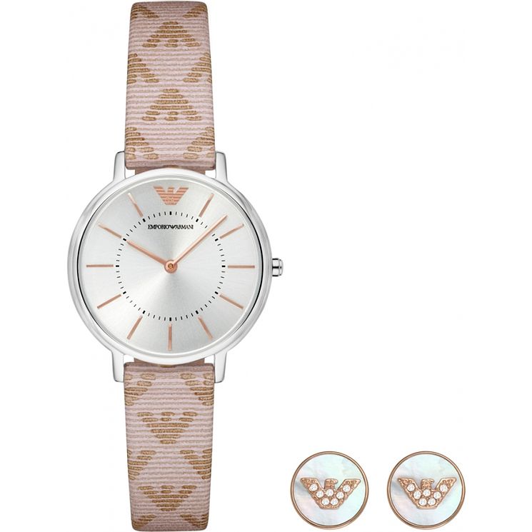 Emporio Armani Ladies Strap WatchandStud Earrings Gift Set