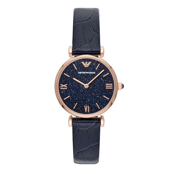 Emporio Armani Ladies Blue Leather Strap Watch