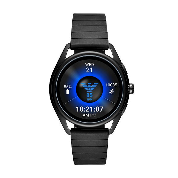 Emporio Armani Mens Black Rubber Strap Smartwatch