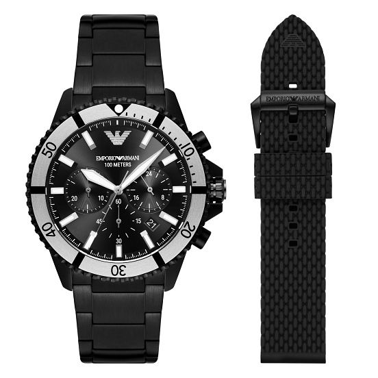 Emporio Armani Mens Black StrapandBracelet Watch