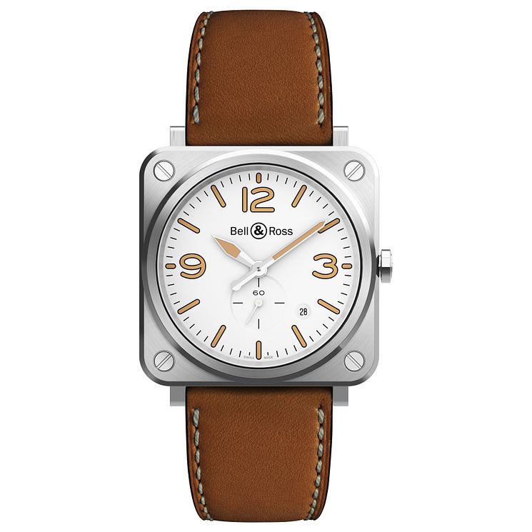 BellandRoss Br-s Brown Leather Strap Watch