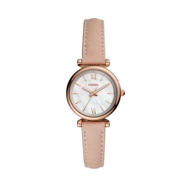 Fossil Carlie Mini Ladies Pink Leather Strap Watch