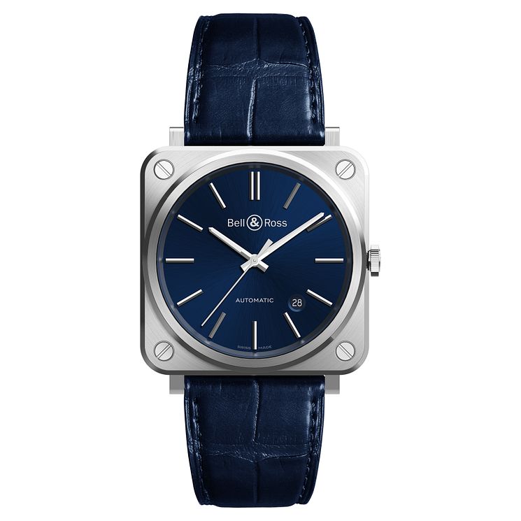 BellandRoss Brs-92 Mens Stainless Steel Blue Strap Watch