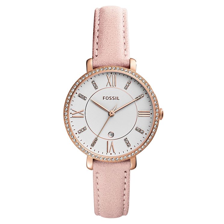 Fossil Jacqueline Ladies Rose Gold Tone Pink Strap Watch