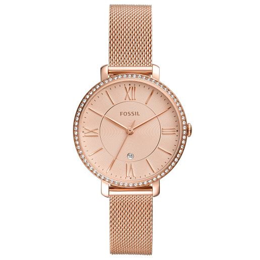 Fossil Jacqueline Rose Gold Tone Mesh Bracelet Watch