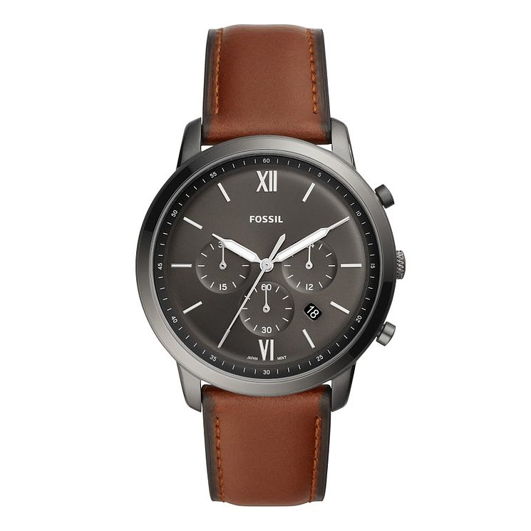 Fossil Mens Brown Leather Strap Chronograph Watch