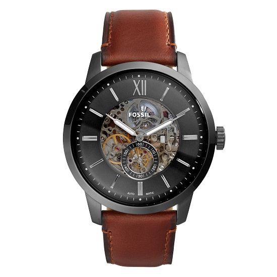 Fossil Mens Townsman Skeleton Leather Strap Watch
