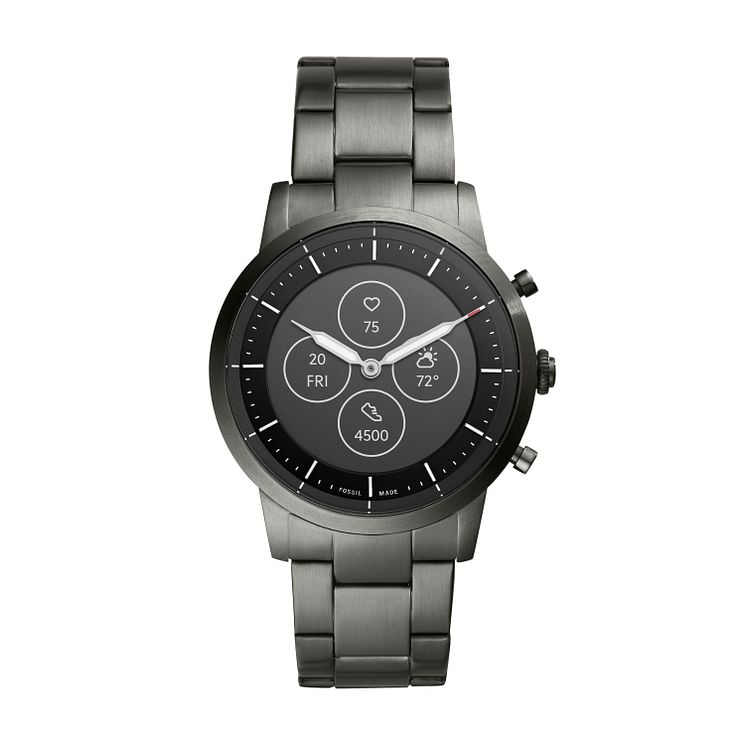 Fossil Smartwatches Collider Hr Grey Ip Bracelet Watch