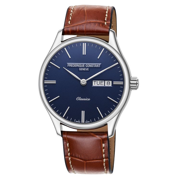 Frederique Constant Classic Mens Brown Leather Strap Watch