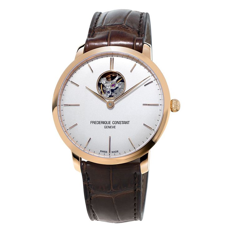 Frederique Constant Heartbeat Mens Rose Gold Plated Watch