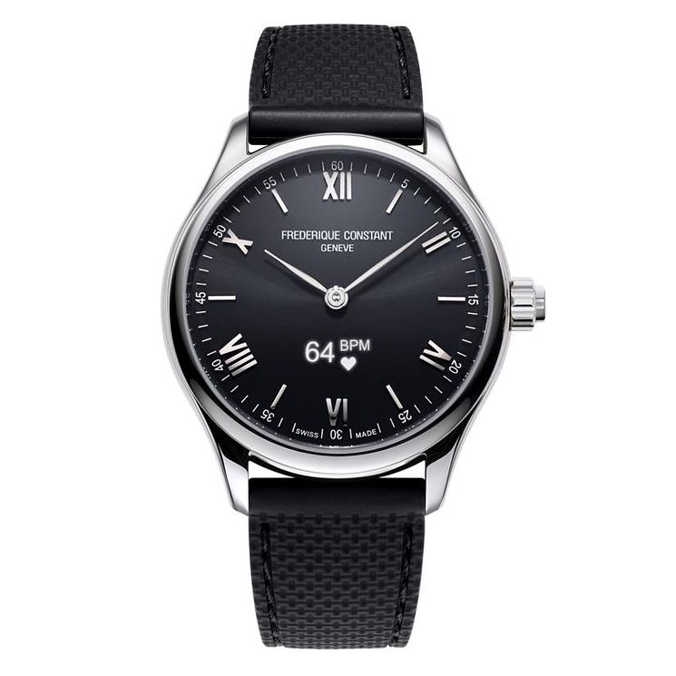 Frederique Constant Vitality Mens Black Strap Smartwatch