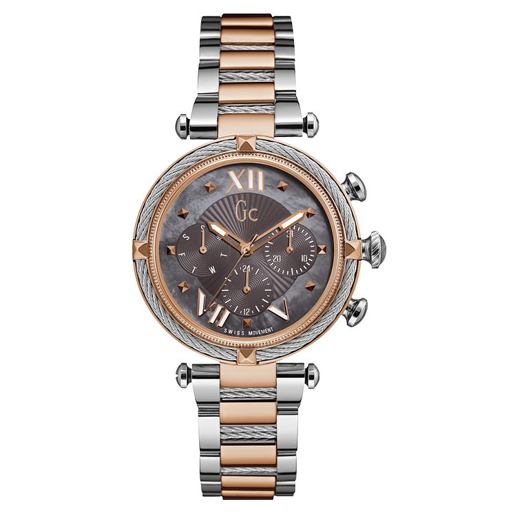 Gc Cablechic Ladies Two Colour Grey Bracelet Watch