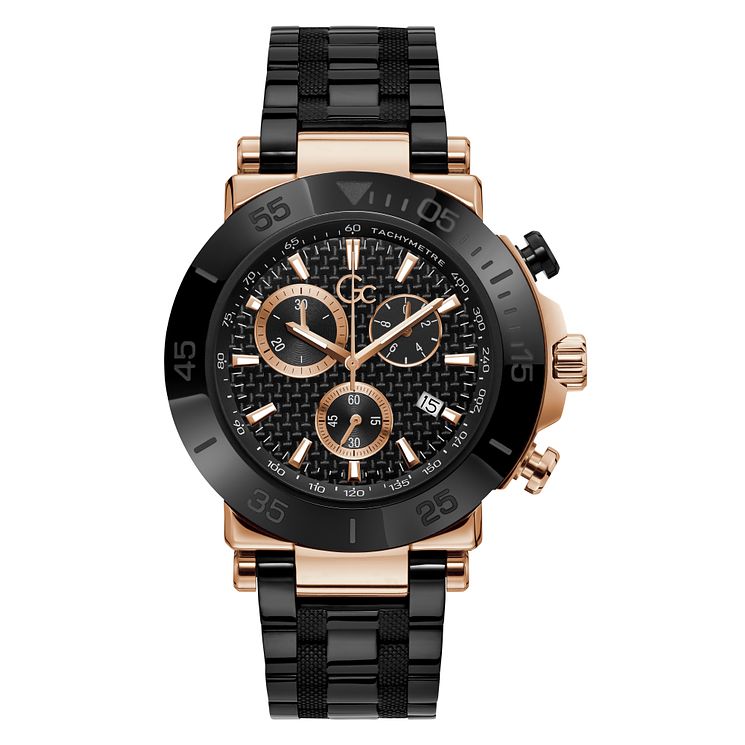 Gc Force Chrono Mens Black Pvd Bracelet Watch