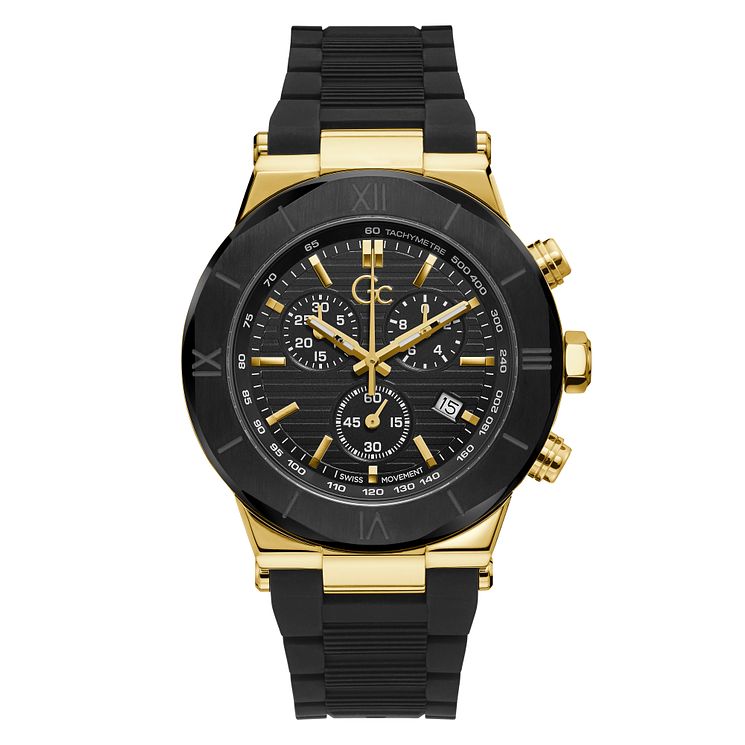 Gc Force Chrono Mens Black Silicone Strap Watch
