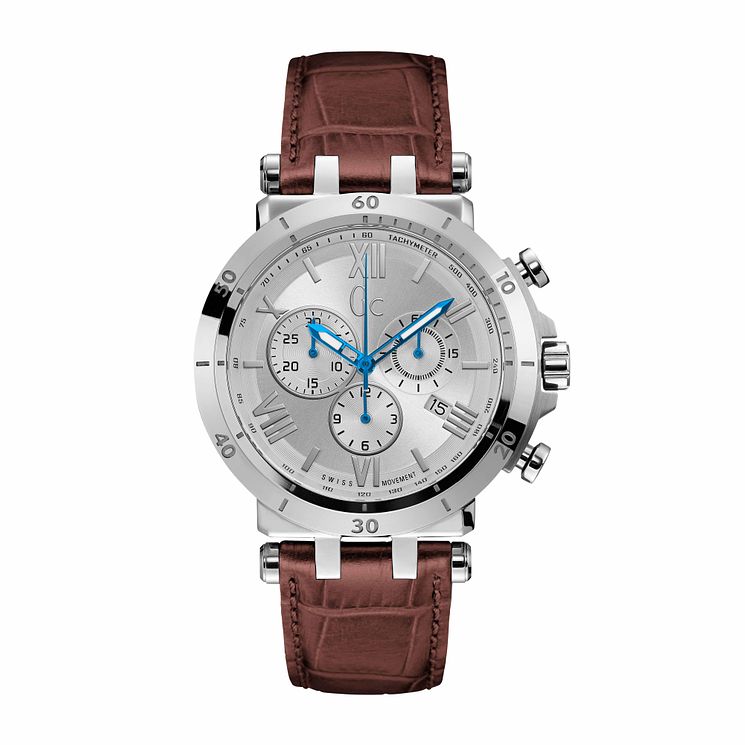 Gc Insider Mens Chronograph Brown Leather Strap Watch