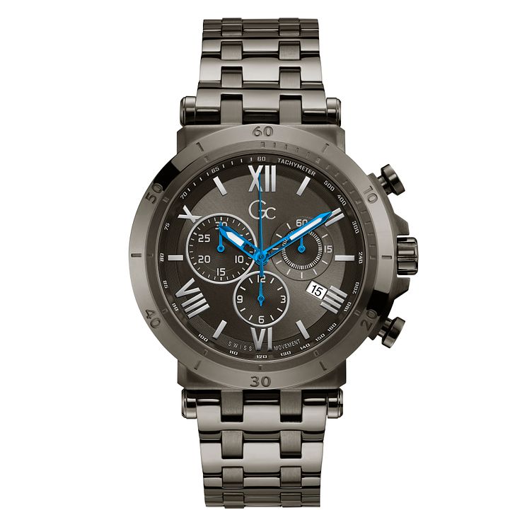 Gc Insider Mens Chronograph Grey Ip Bracelet Watch