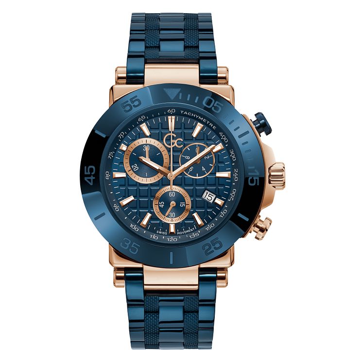Gc One Chrono Mens Blue Pvd Bracelet Watch