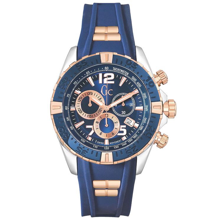 Gc Sportracer Mens Rose Gold Plated Strap Watch