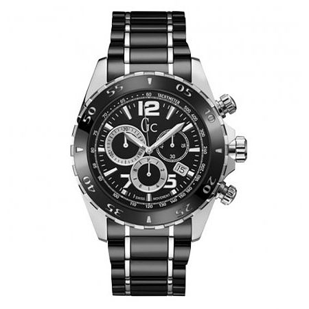 Gc Sportracer Mens Stainless Steel Black Bracelet Watch