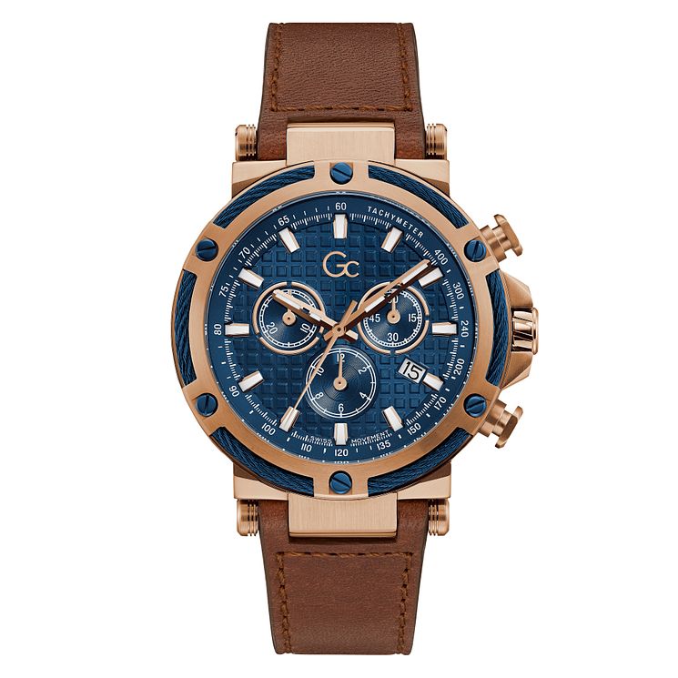 Gc Urbancode Yachting Chrono Mens Brown Leather Strap Watch
