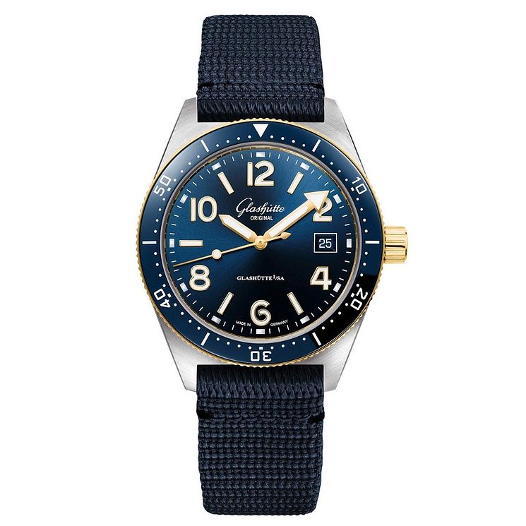 Glashutte Original Seaq Two Tone Mens Fabric Strap Watch