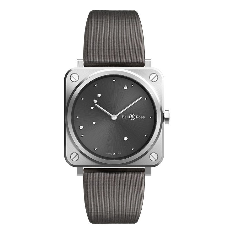 BellandRoss Stainless Steel Grey Strap Watch