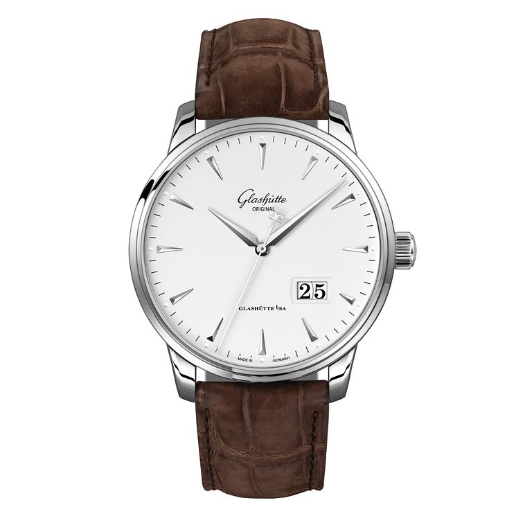 Glashutte Senator Excellence Mens Brown Leather Strap Watch
