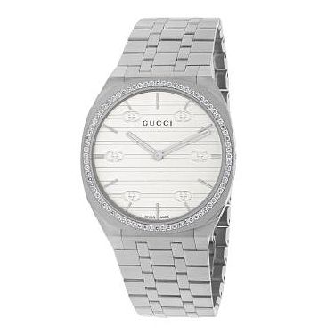 Gucci 25h Diamond Ladies Stainless Steel Bracelet Watch