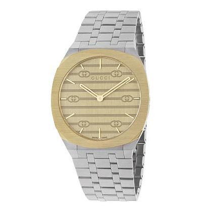 Gucci 25h Mens Two Tone Bracelet Watch
