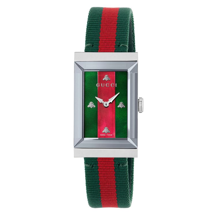 Gucci G-frame GreenandRed Striped Strap Watch