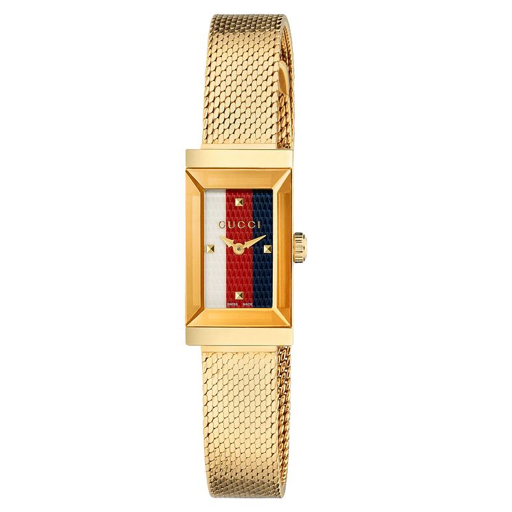 Gucci G-frame Yellow Gold Tone Mesh Bracelet Watch