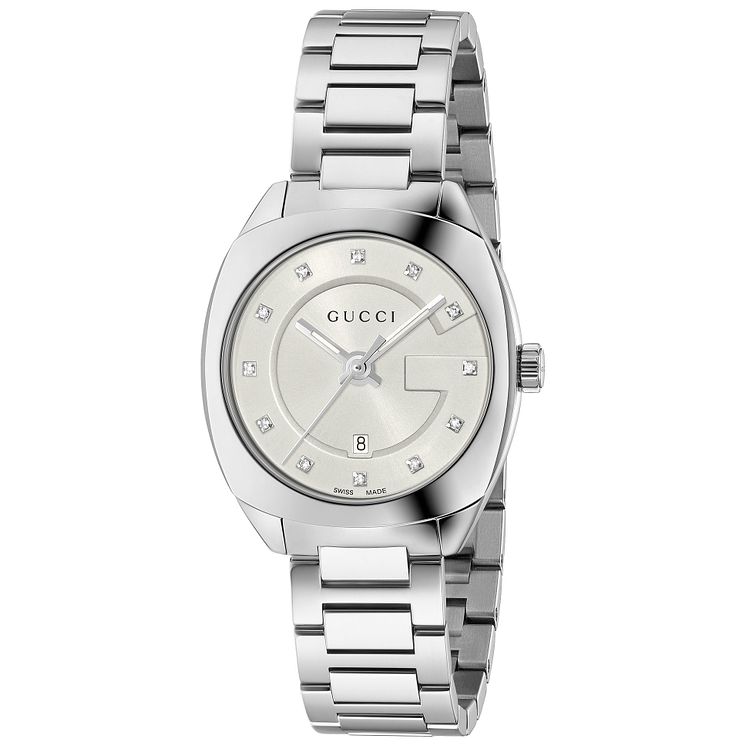 Gucci Gg2570 Diamond Stainless Steel Bracelet Watch