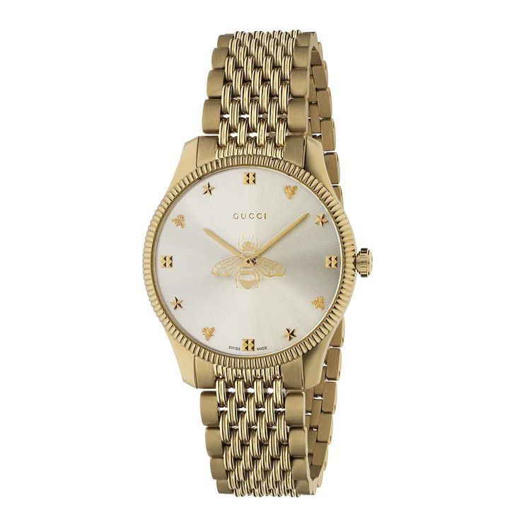 Gucci G-timeless Slim Ladies Gold Tone Bracelet Watch