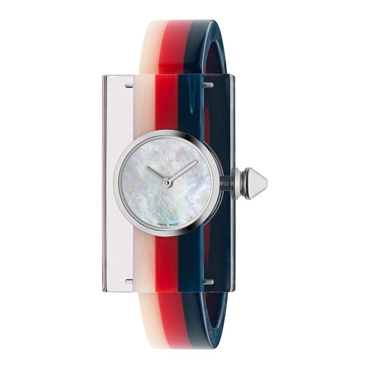 Gucci Perspex Multi-colour Striped Rubber Bangle Watch