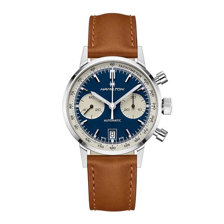 Hamilton Intra-matic Mens Brown Leather Srtap Watch