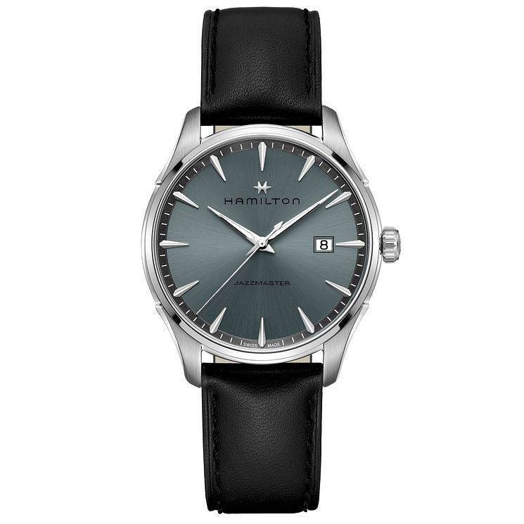 Hamilton Jazmaster Mens Black Leather Watch