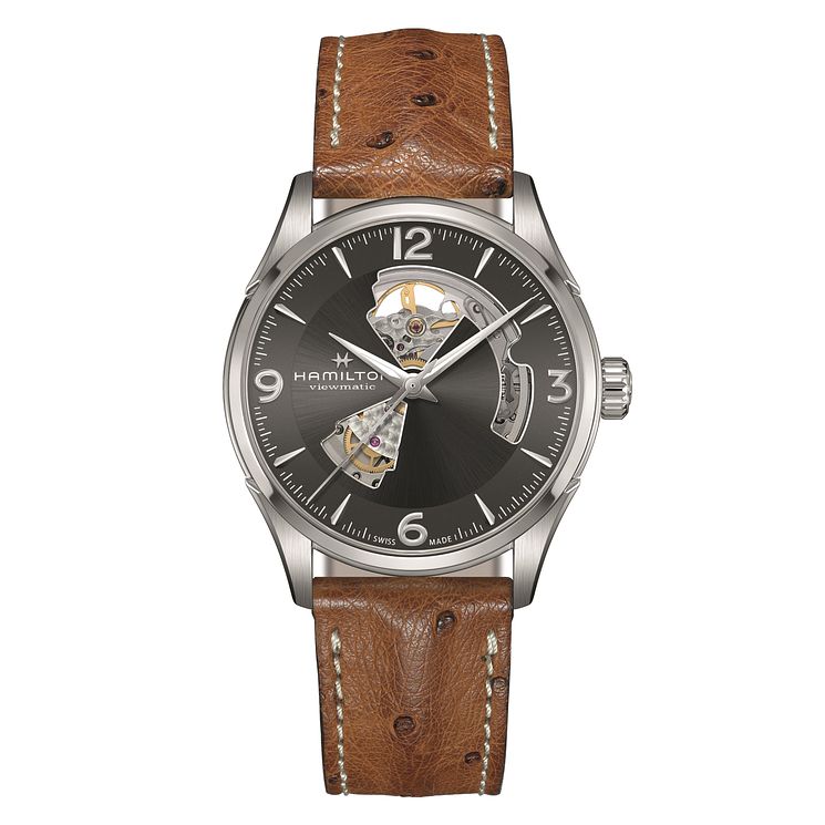 Hamilton Jazmaster Open Heart Mens Leather Strap Watch