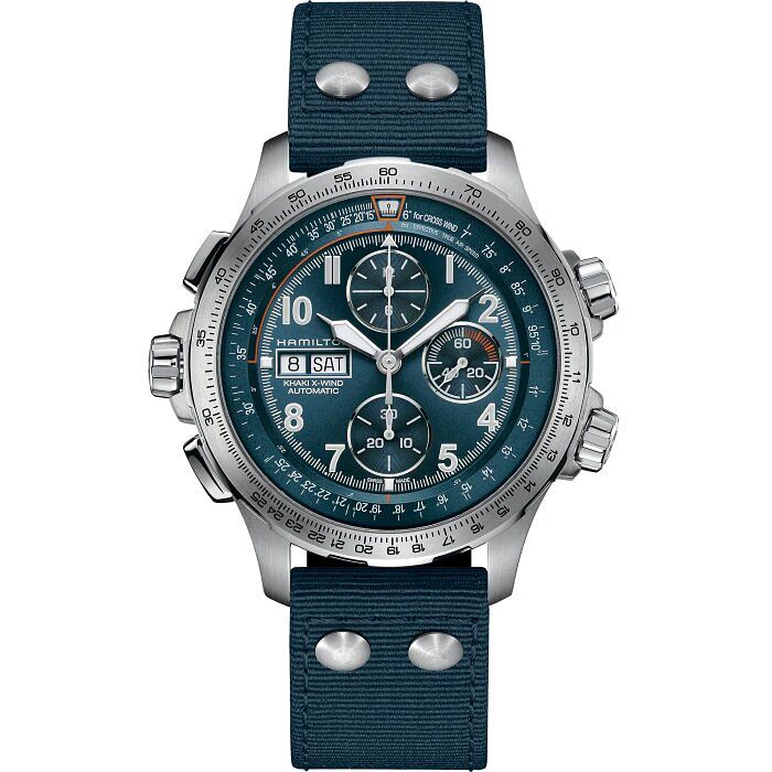 Hamilton Khaki Aviation X-wind Auro Chrono Blue Strap Watch
