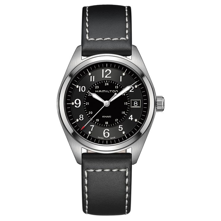 Hamilton Khaki Field Mens Stainless Steel Black Strap Watch